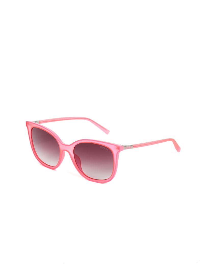 Red Women's Guess Mariel Neon Trim Square Sunglasses | 0537814-CI