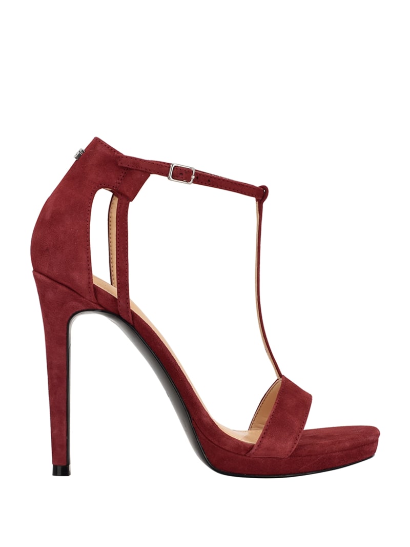 Red Women's Guess Tecru T-Strap Stilettos Heels | 4058173-EJ