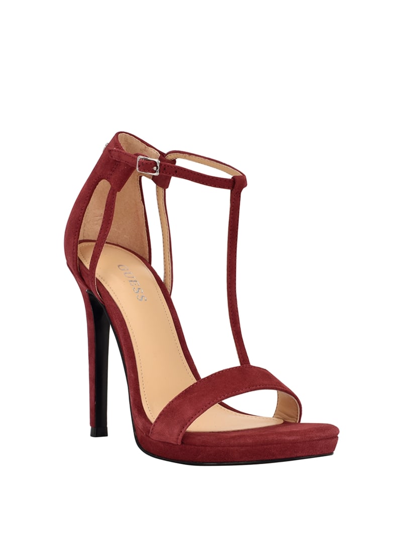 Red Women\'s Guess Tecru T-Strap Stilettos Heels | 4058173-EJ