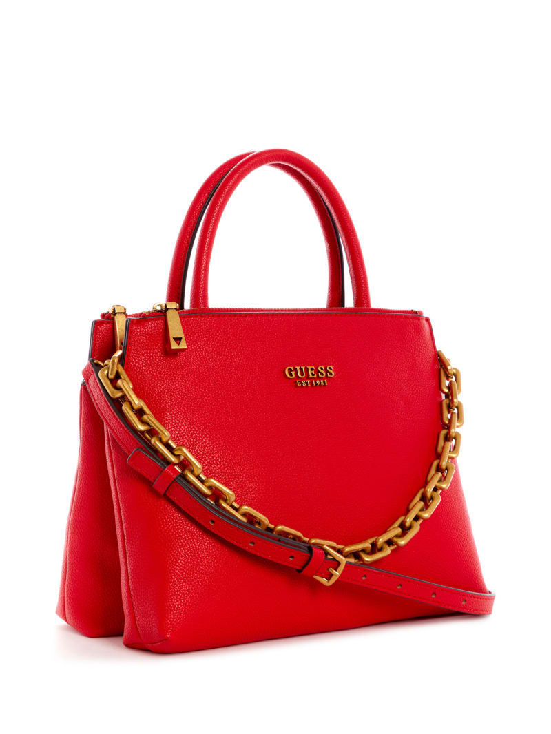 Red Women's Guess Turin Triple Compartment Satchel Bags | 7632549-GO