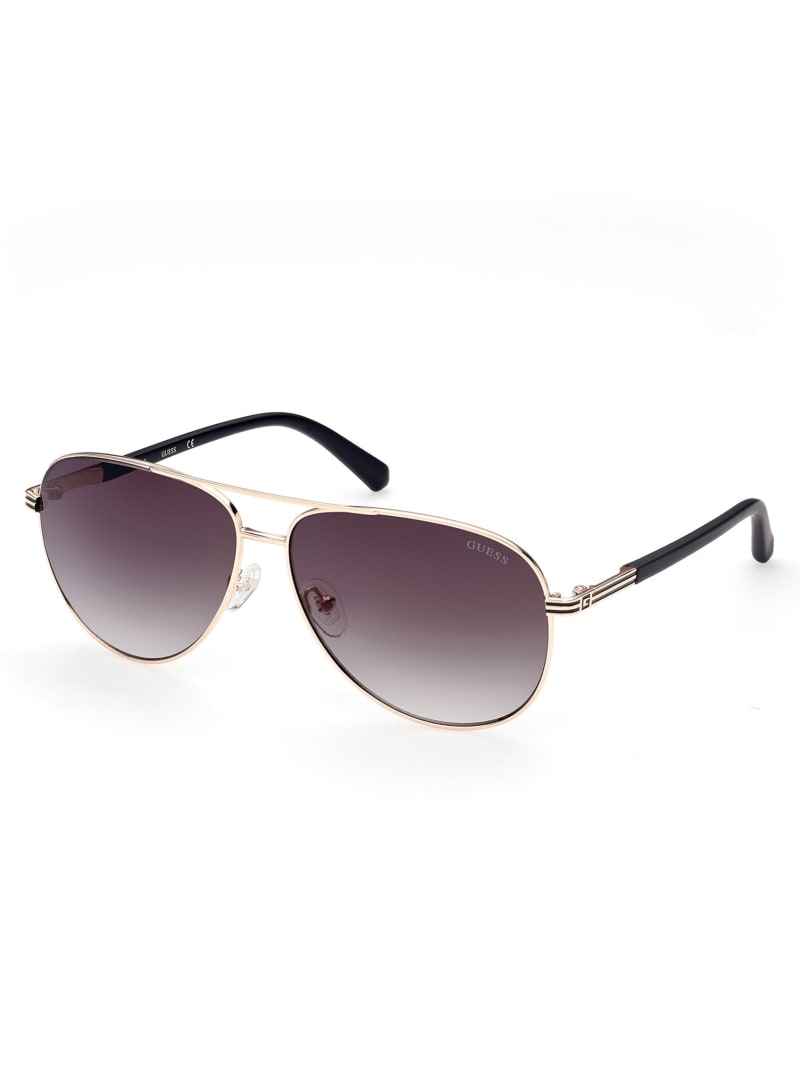 Rose Gold Men's Guess Aviator Metal Sunglasses | 2973041-SL