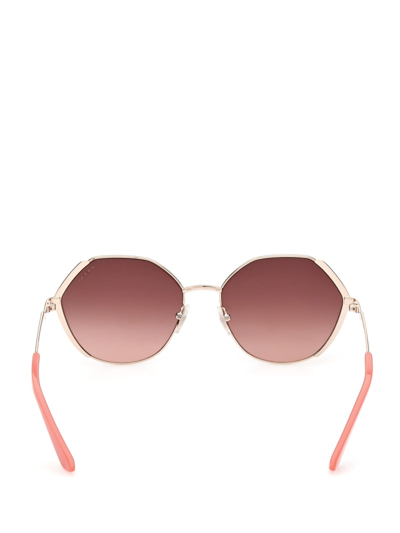 Rose Gold Women's Guess Colored Temple Geometric Sunglasses | 9475168-WM