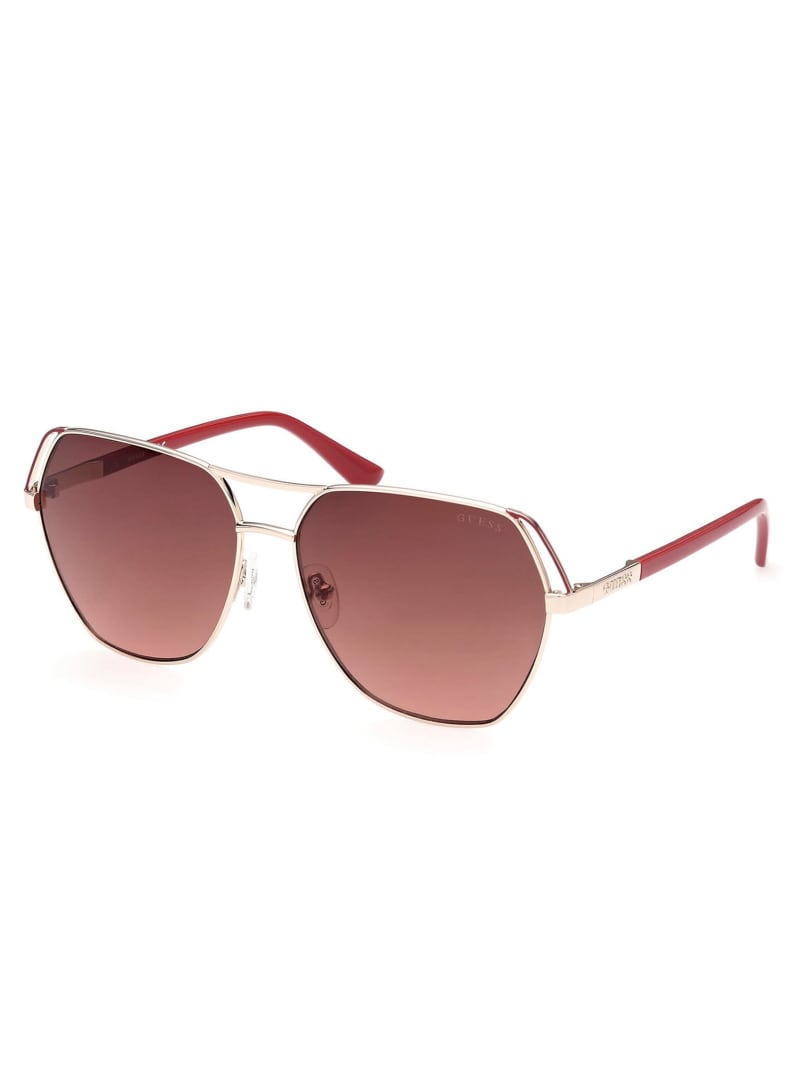 Rose Gold Women's Guess Geometric Aviator Sunglasses | 2796158-IP