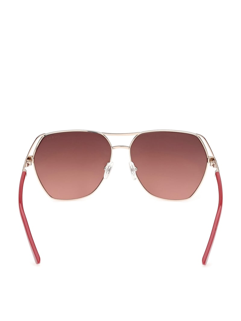 Rose Gold Women's Guess Geometric Aviator Sunglasses | 2796158-IP