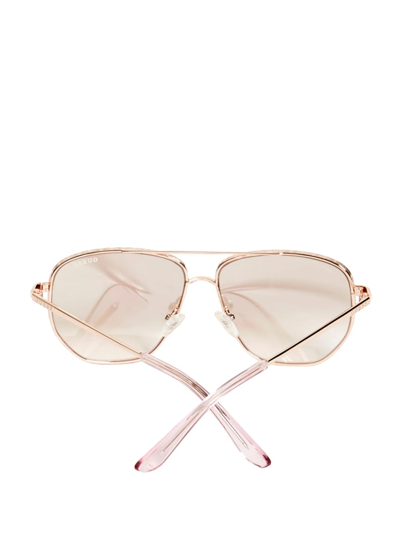 Rose Gold Women's Guess Kelly Aviator Sunglasses | 3541209-TP