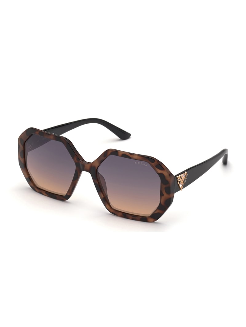 Rose Gold Women's Guess Larissa Geometric Sunglasses | 8572610-KP