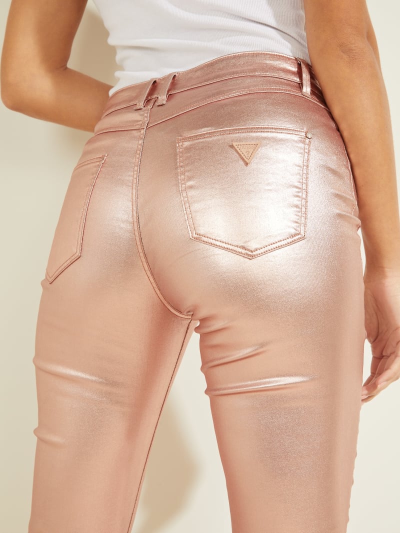 Rose Gold Women's Guess Metallic 1981 Skinny Pants | 7835240-QM