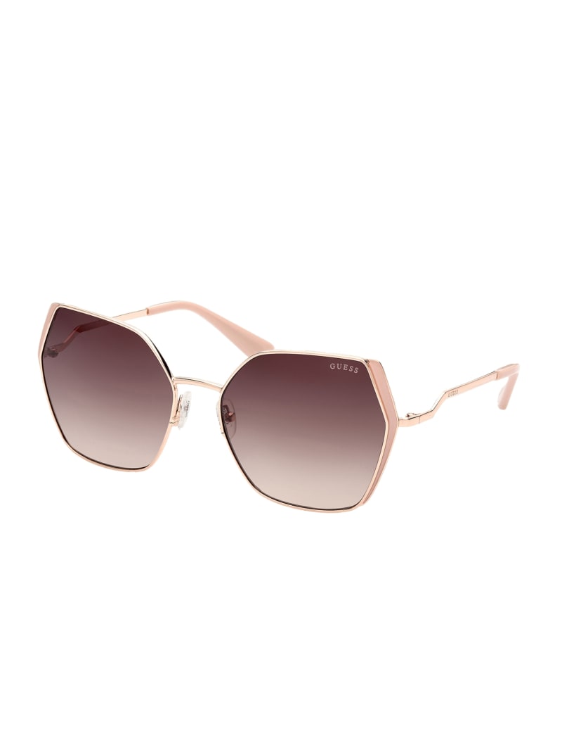 Rose Gold Women's Guess Oversized Metal Geometric Sunglasses | 2630785-NW