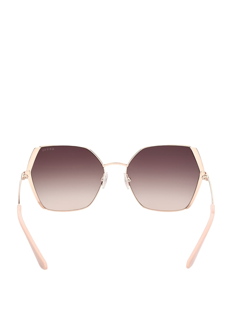 Rose Gold Women's Guess Oversized Metal Geometric Sunglasses | 2630785-NW