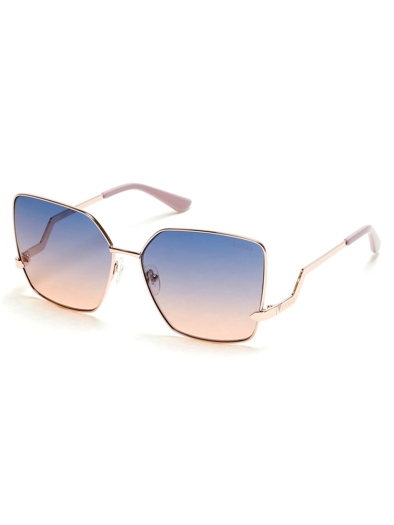 Rose Gold Women's Guess Oversized Square Zigzag Sunglasses | 2643017-QF