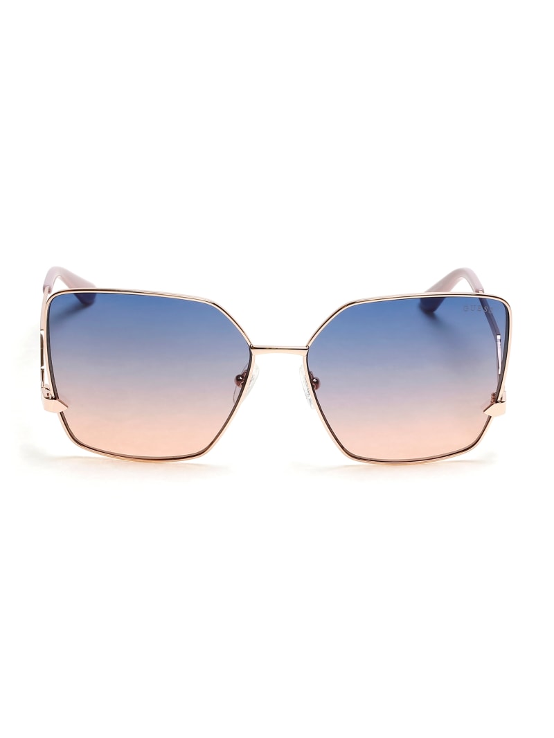 Rose Gold Women\'s Guess Oversized Square Zigzag Sunglasses | 2643017-QF