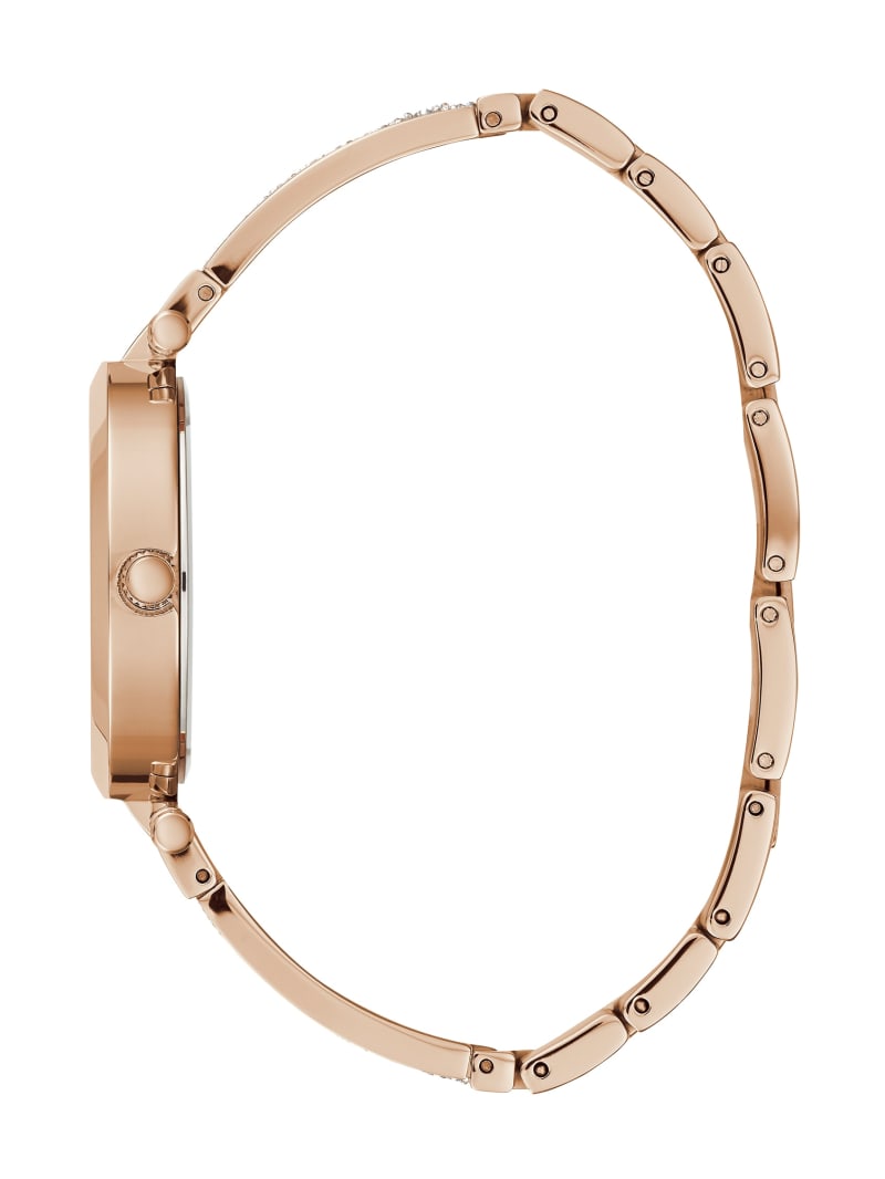 Rose Gold Women's Guess Rose Gold-Tone Crystal Bangle Analog Watches | 8591720-IZ