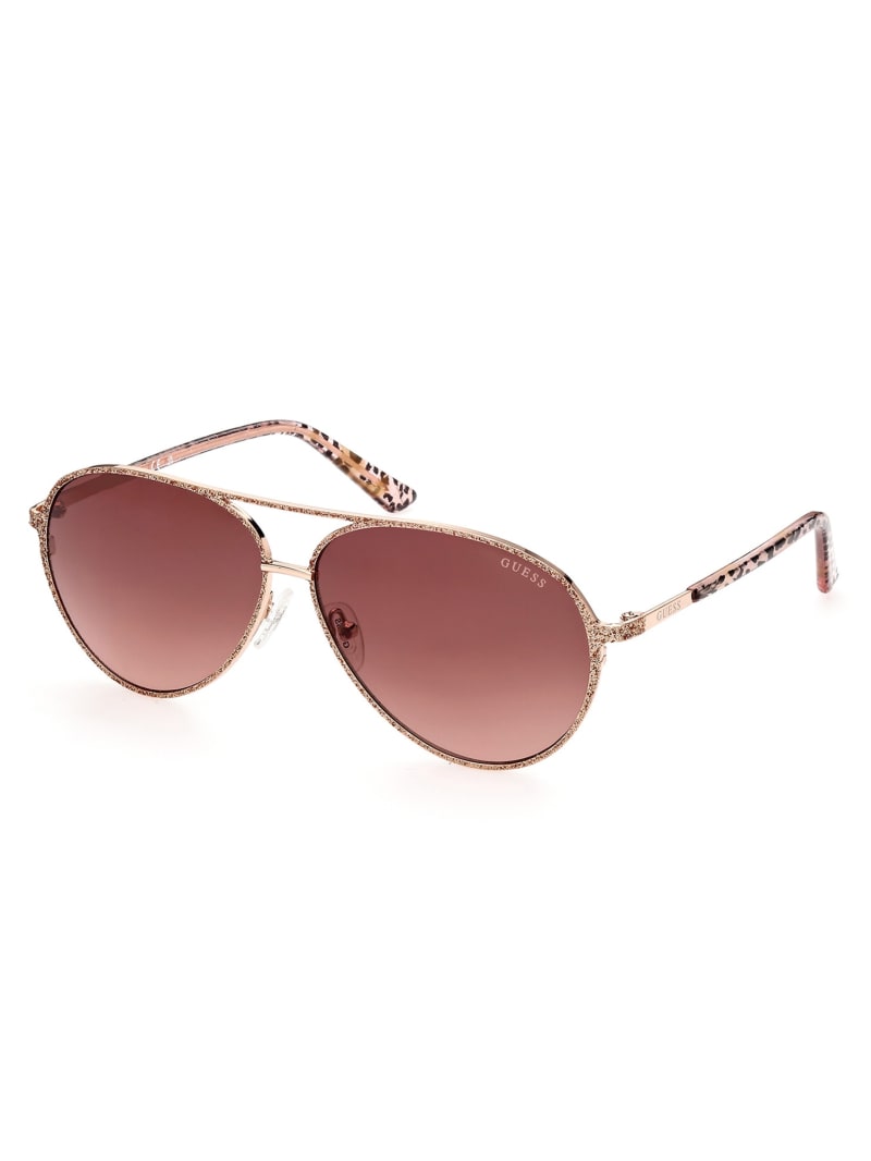 Rose Women's Guess Animal Print Aviator Sunglasses | 3512809-LK