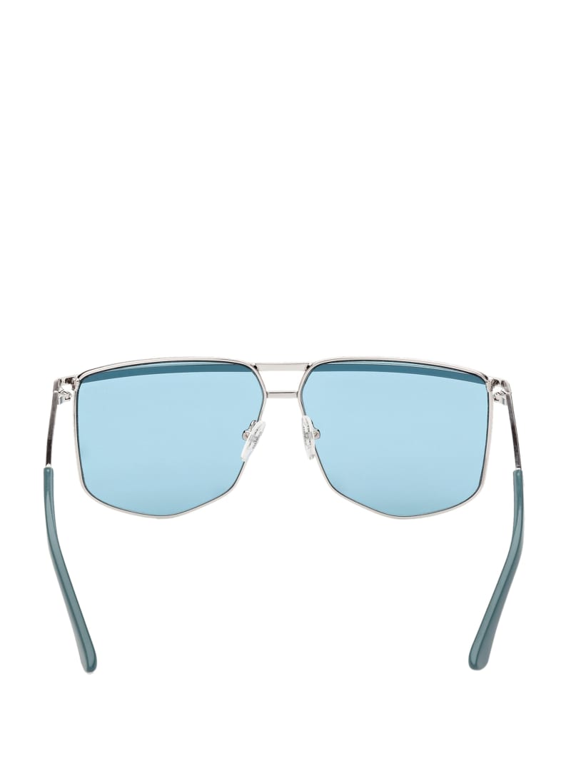 Silver / Blue Women's Guess Metal Brow Bar Geometric Sunglasses | 3478250-GK