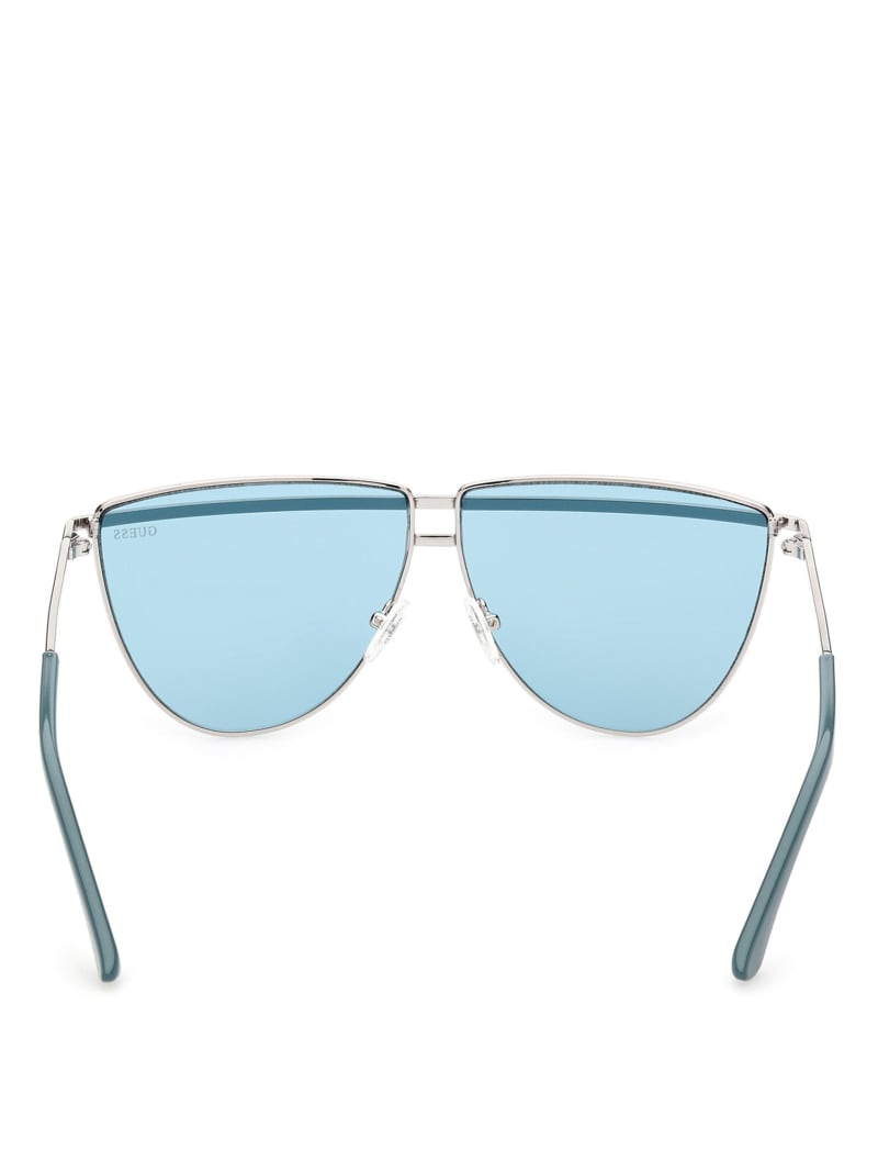 Silver / Blue Women's Guess Top Bar Aviator Sunglasses | 3095482-VL