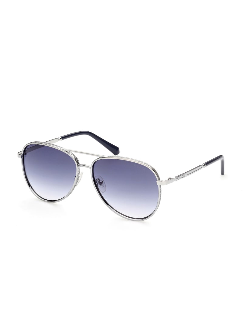 Silver Men's Guess Aviator Sunglasses | 1957463-TW