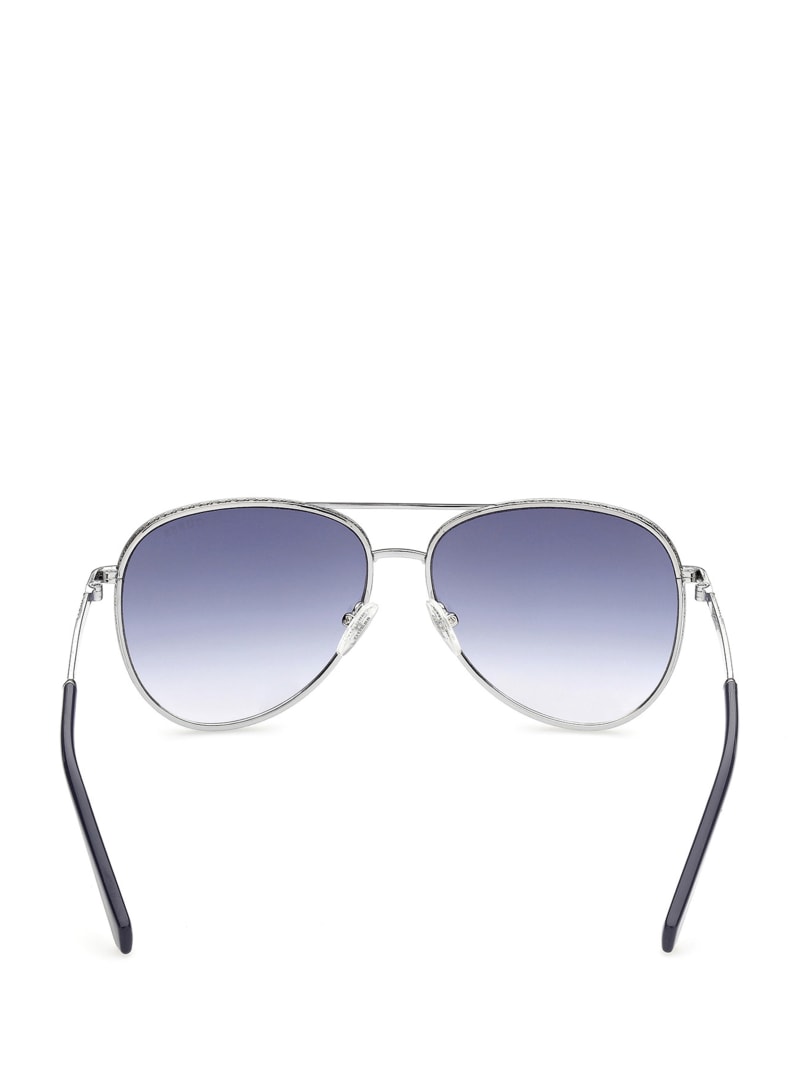 Silver Men's Guess Aviator Sunglasses | 1957463-TW