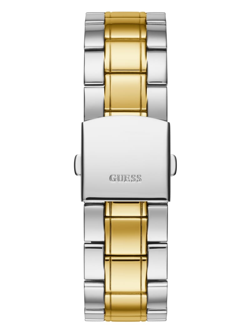 Silver Men's Guess Green Two-Tone Multifunction Watches | 1239587-EV