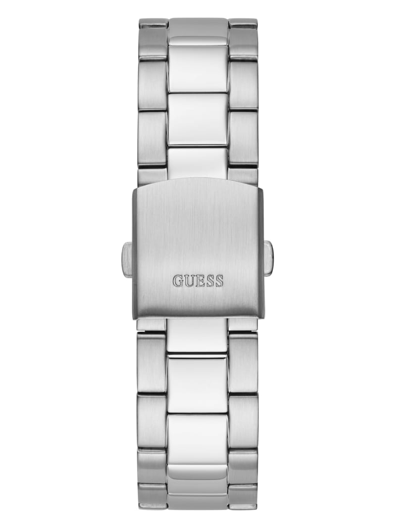 Silver Men's Guess Silver-Tone And Blue Tachymeter Watches | 5647193-QR