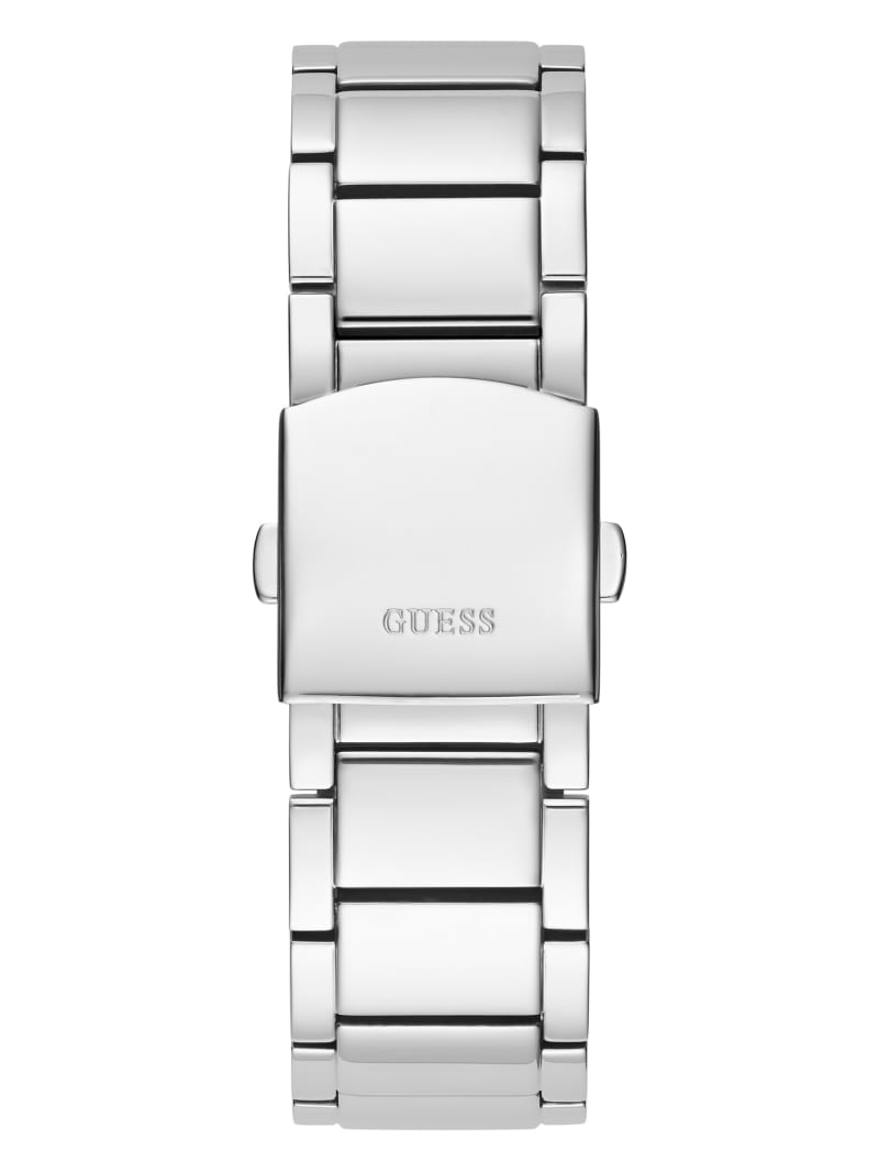 Silver Men's Guess Silver-Tone Exposed Dial Analog Watches | 8107256-RC