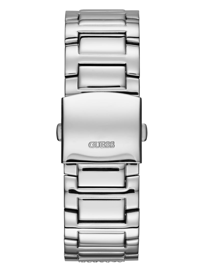 Silver Men's Guess Silver-Tone Multifunction Watches | 2054361-DT