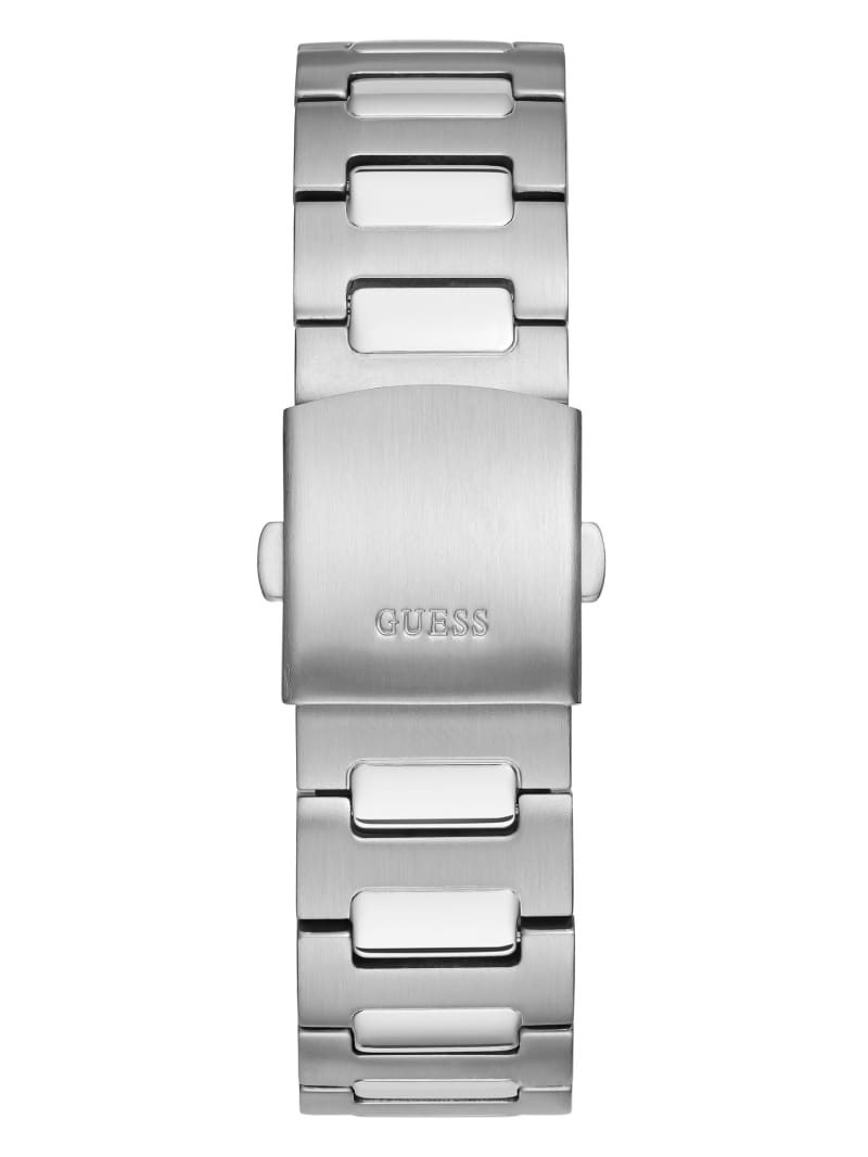 Silver Men's Guess Silver-Tone Multifunction Watches | 2736850-JM