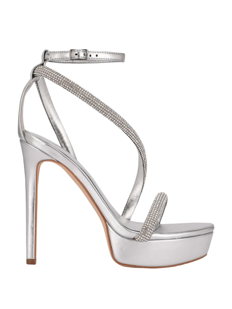 Silver Women's Guess Casidee Rhinestone Platform Heels | 0952864-RY