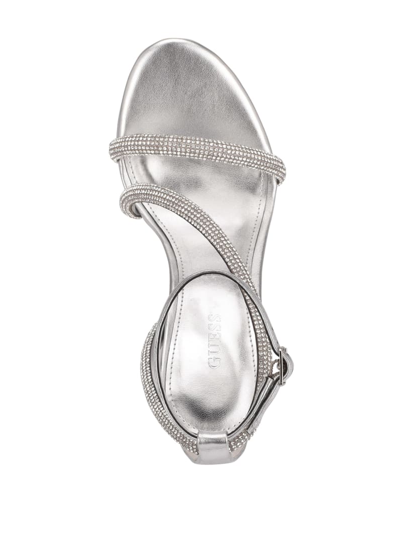 Silver Women's Guess Casidee Rhinestone Platform Heels | 0952864-RY