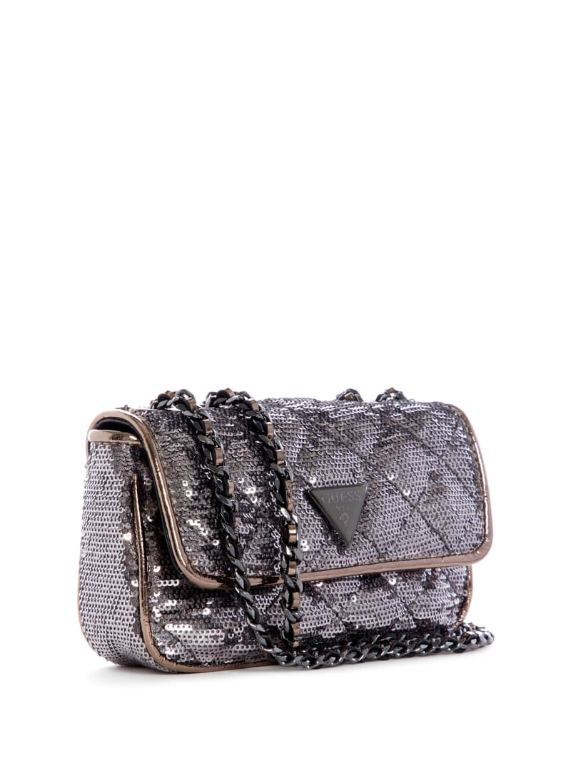 Silver Women's Guess Cessily Sequins Convertible Mini Bag | 5013867-LT