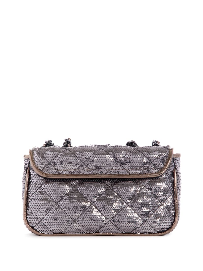 Silver Women's Guess Cessily Sequins Convertible Mini Bag | 5013867-LT