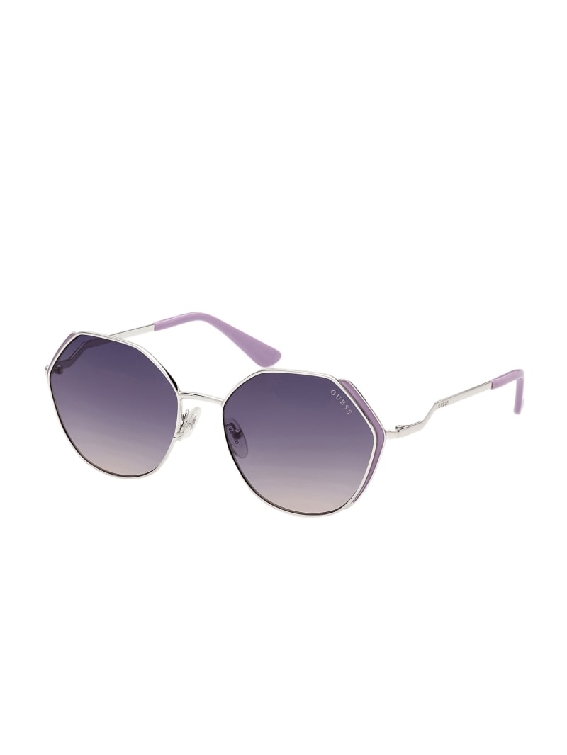 Silver Women's Guess Colored Temple Geometric Sunglasses | 4207968-YH