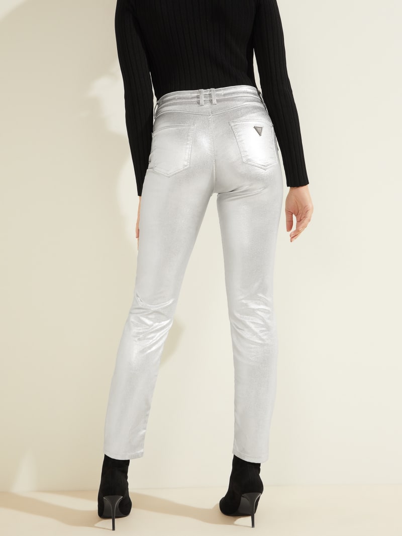 Silver Women's Guess Metallic 1981 Skinny Pants | 9741238-NI