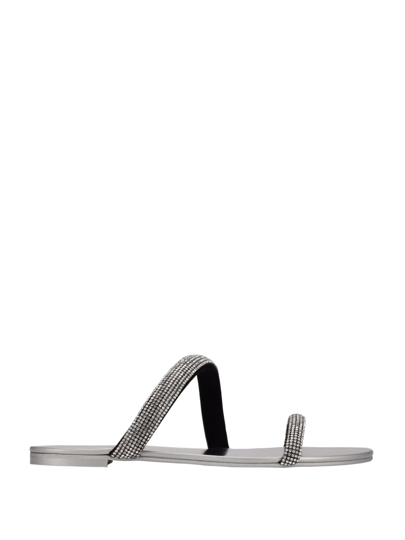 Silver Women's Guess Nerica Metallic Slides | 0158349-MG