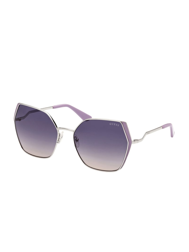 Silver Women's Guess Oversized Metal Geometric Sunglasses | 7254198-LN