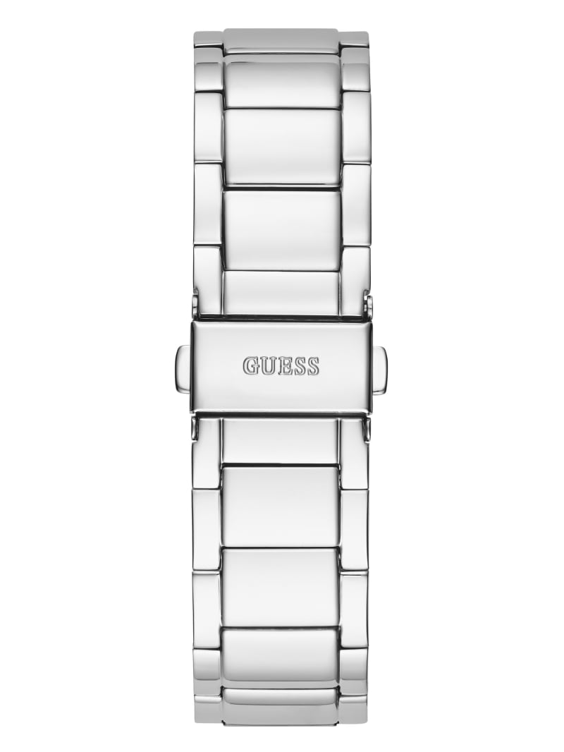 Silver Women's Guess Silver-Tone Exposed Dial Analog Watches | 6013254-CW