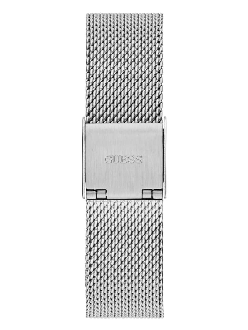 Silver Women's Guess Silver-Tone Mesh Analog Watches | 3129786-ZN