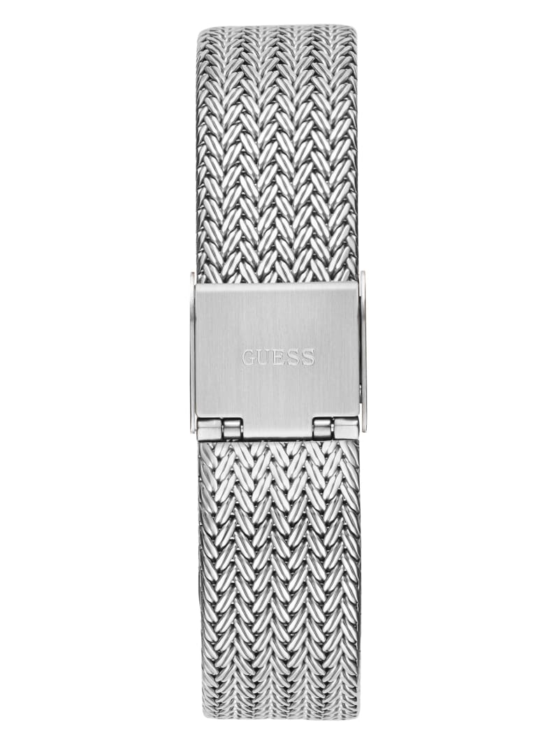 Silver Women's Guess Silver-Tone Mesh Analog Watches | 3874296-IY