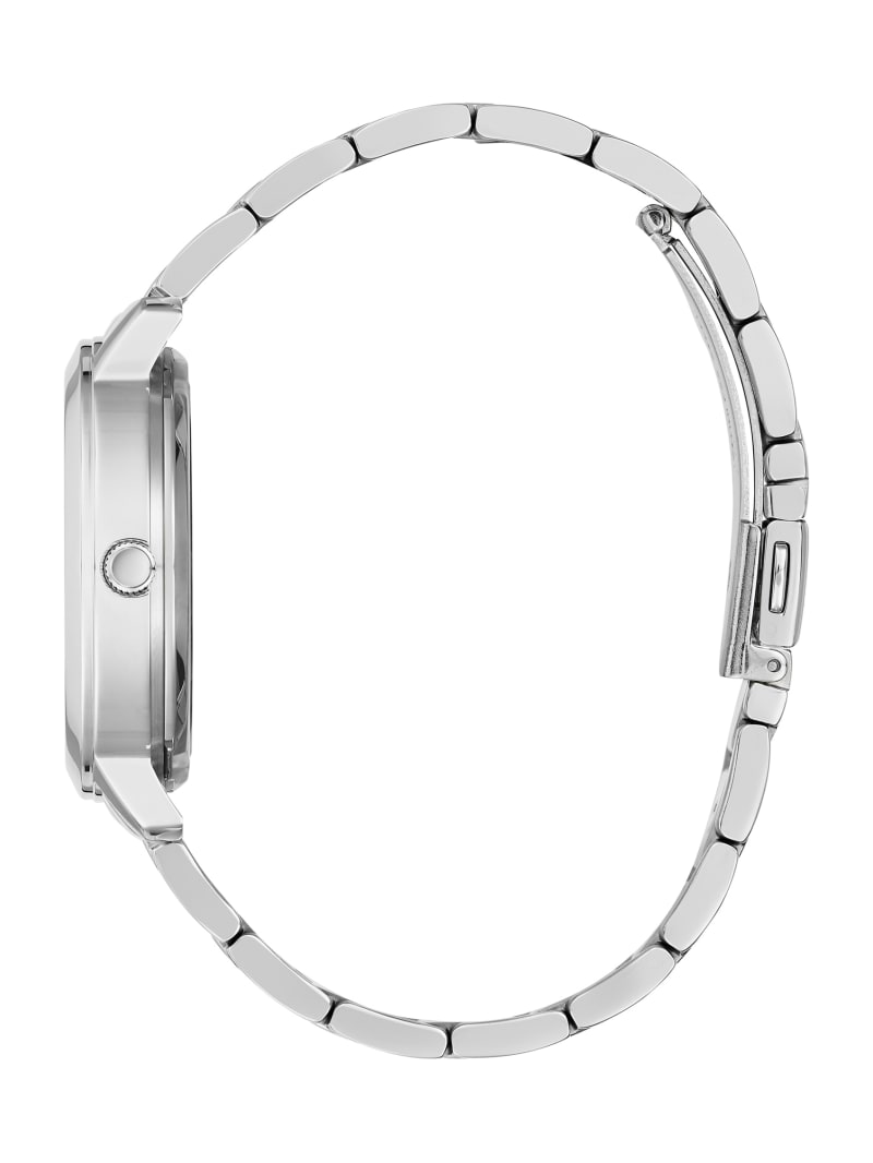 Silver Women's Guess Silver-Tone Quattro G Clear Analog Watches | 6239508-ES