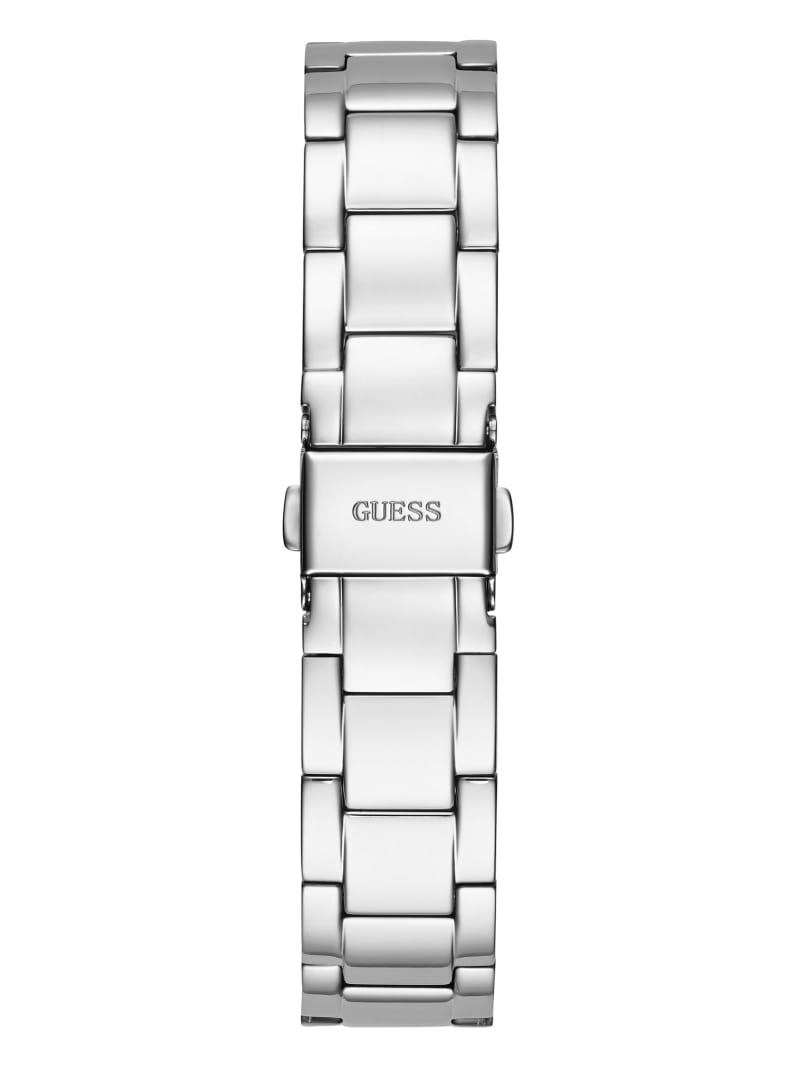 Silver Women's Guess Silver-Tone Quattro G Clear Analog Watches | 6239508-ES