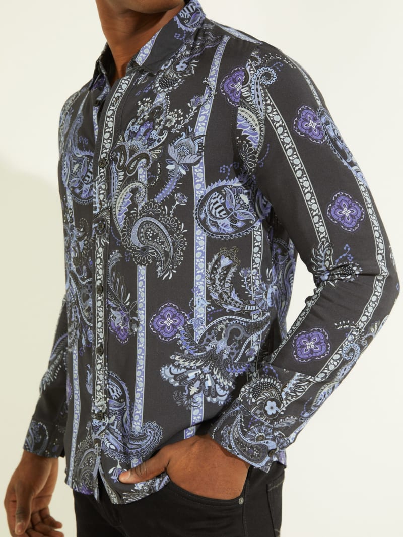 Stripes Men's Guess Eco Paisley Shirts | 8653217-OS