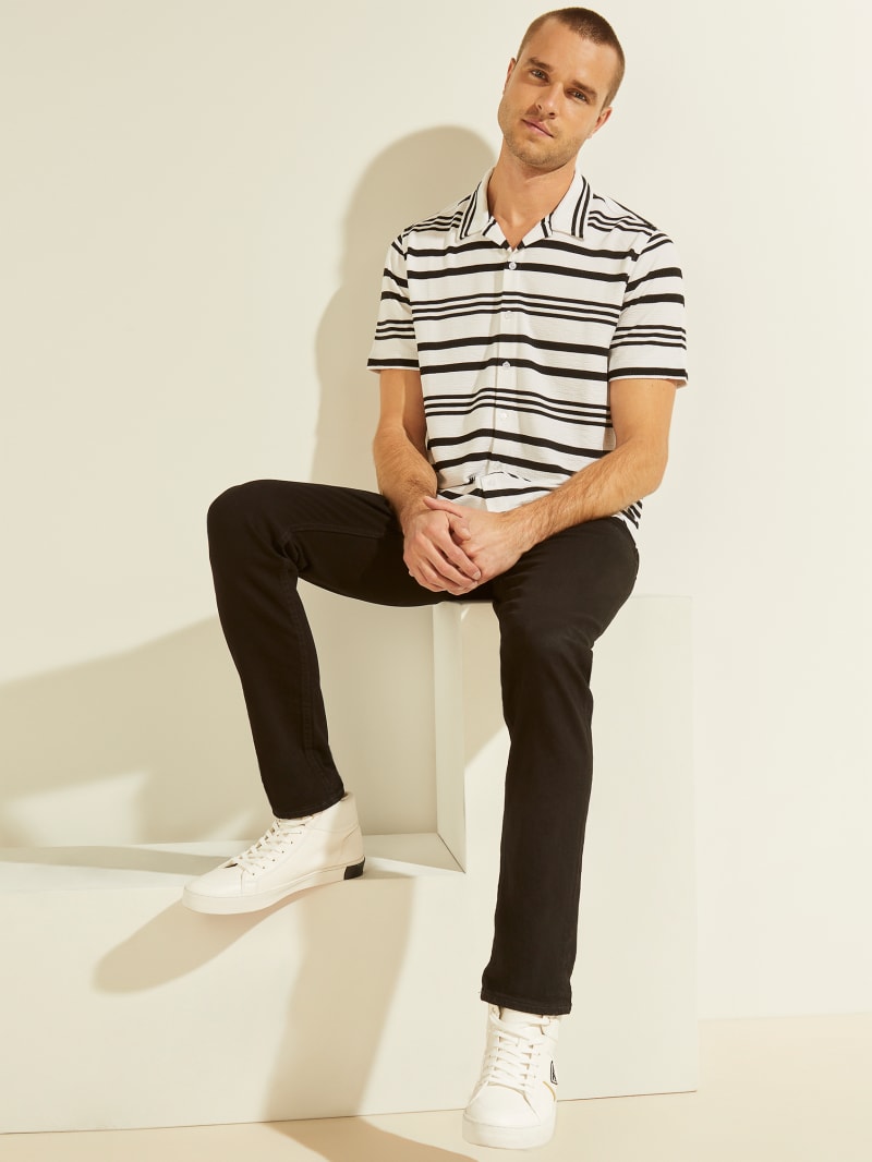 Stripes Men's Guess Leo Striped Shirts | 7284560-WH