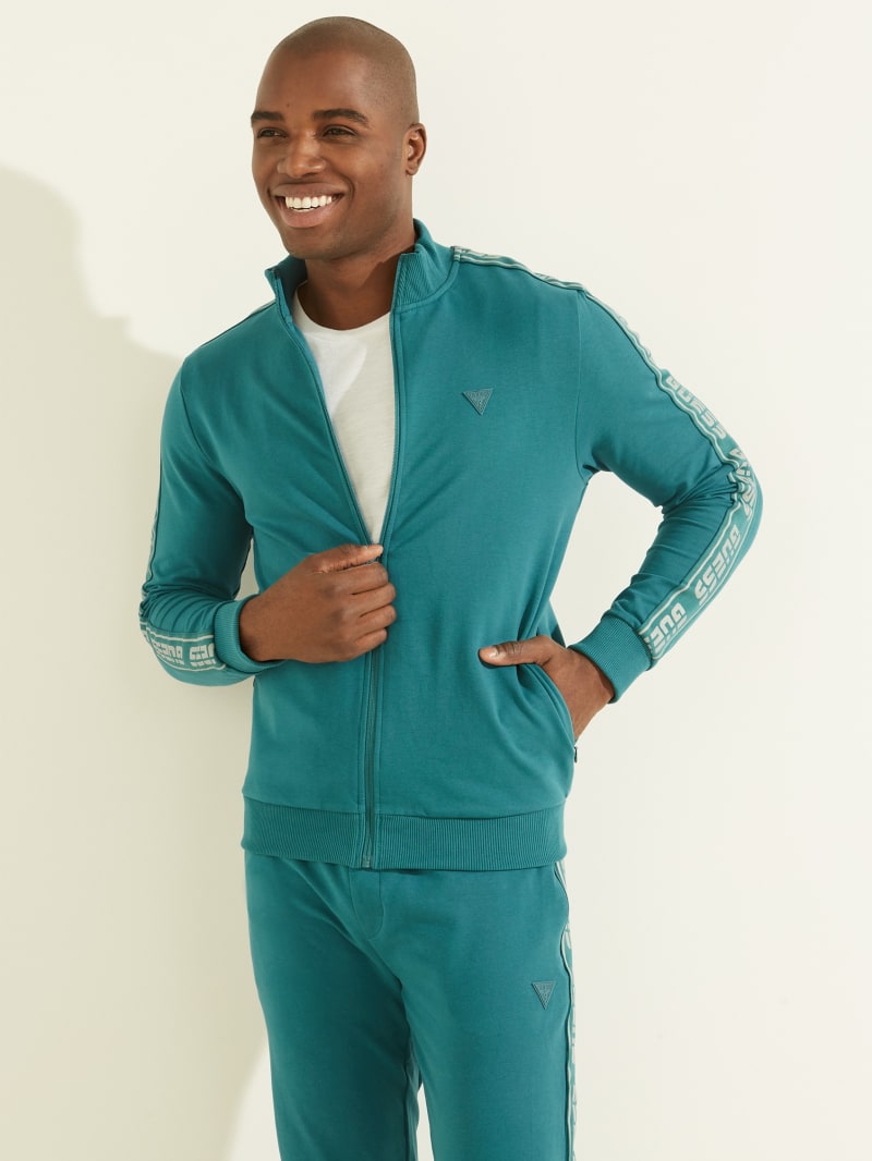 Turquoise Men's Guess Eco Arlo Logo Tape Jackets | 3451796-MY