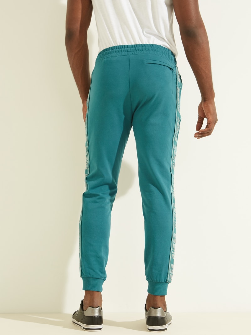 Turquoise Men's Guess Eco Arlo Logo Tape Joggers Pants | 6287351-CD