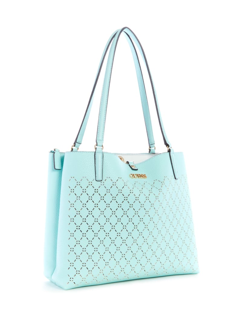 Turquoise Women's Guess Amara Society Tote Bags | 6710549-WI