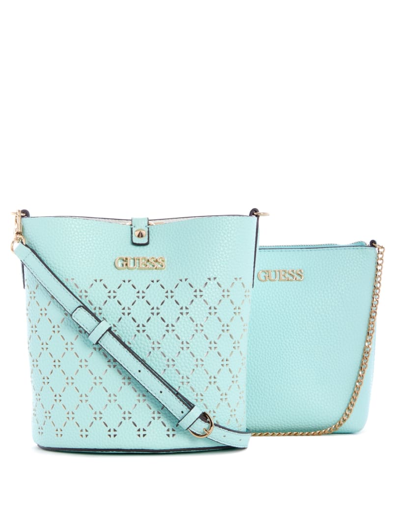 Turquoise Women's Guess Amara Tote Bags | 2346985-IL