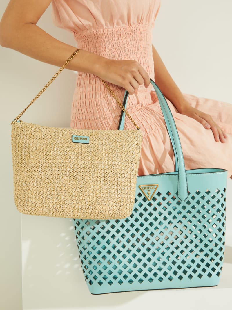 Turquoise Women's Guess Aqua Tote Bags | 3624809-FB