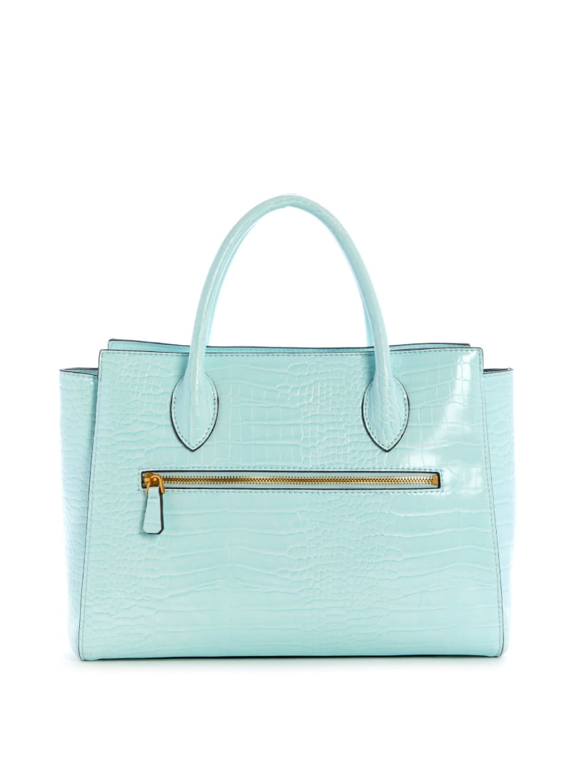 Turquoise Women's Guess Enisa High Society Satchel Bags | 7025916-LQ