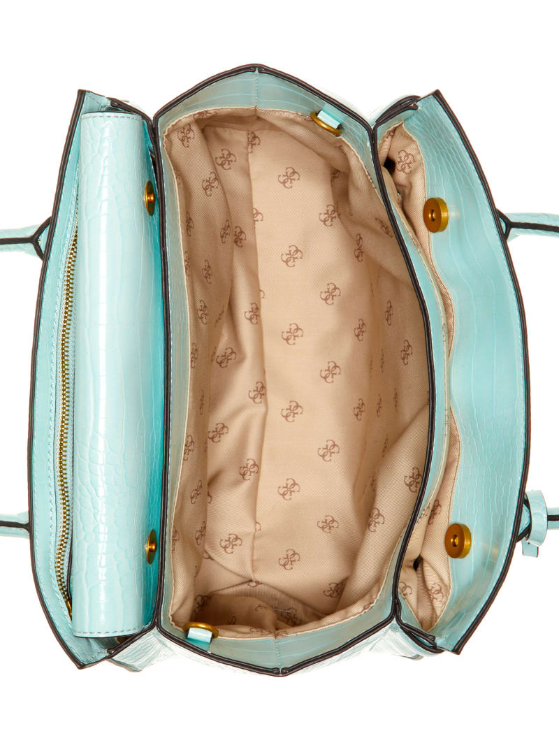 Turquoise Women's Guess Enisa High Society Satchel Bags | 7025916-LQ