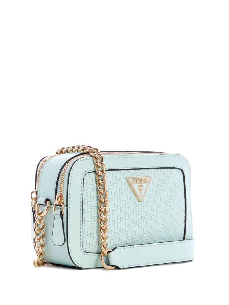 Turquoise Women's Guess Hassie Camera Crossbody Bags | 8294716-OD