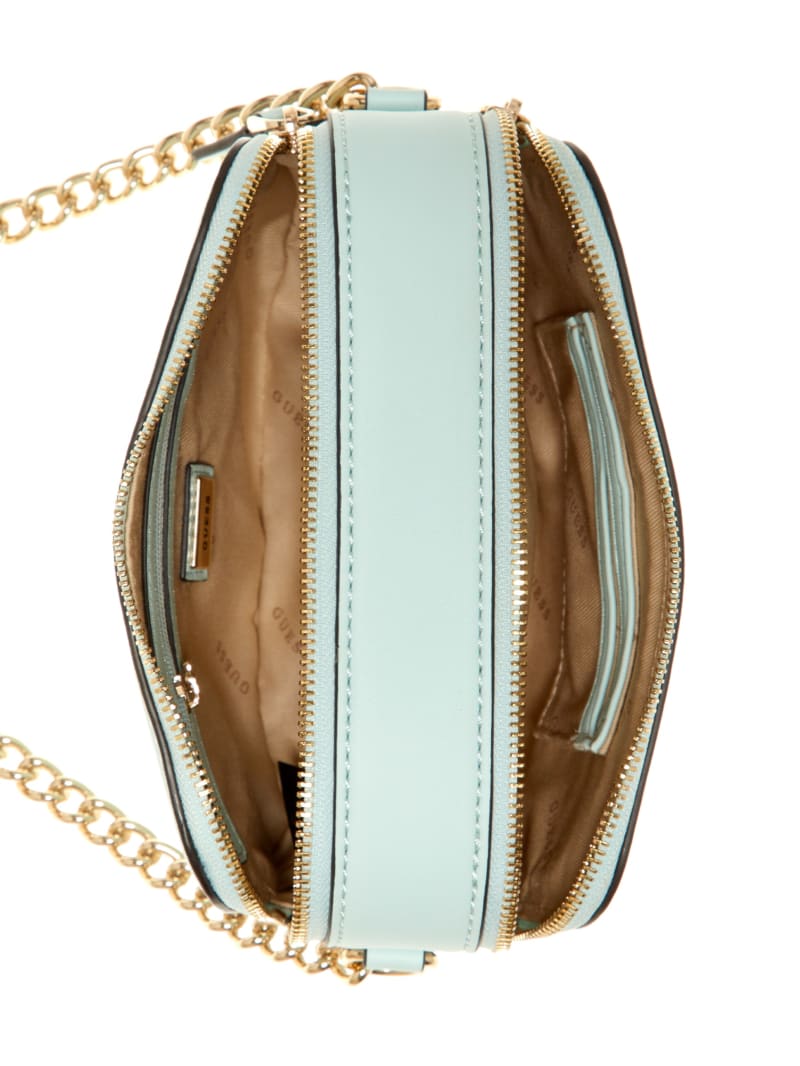 Turquoise Women's Guess Hassie Camera Crossbody Bags | 8294716-OD